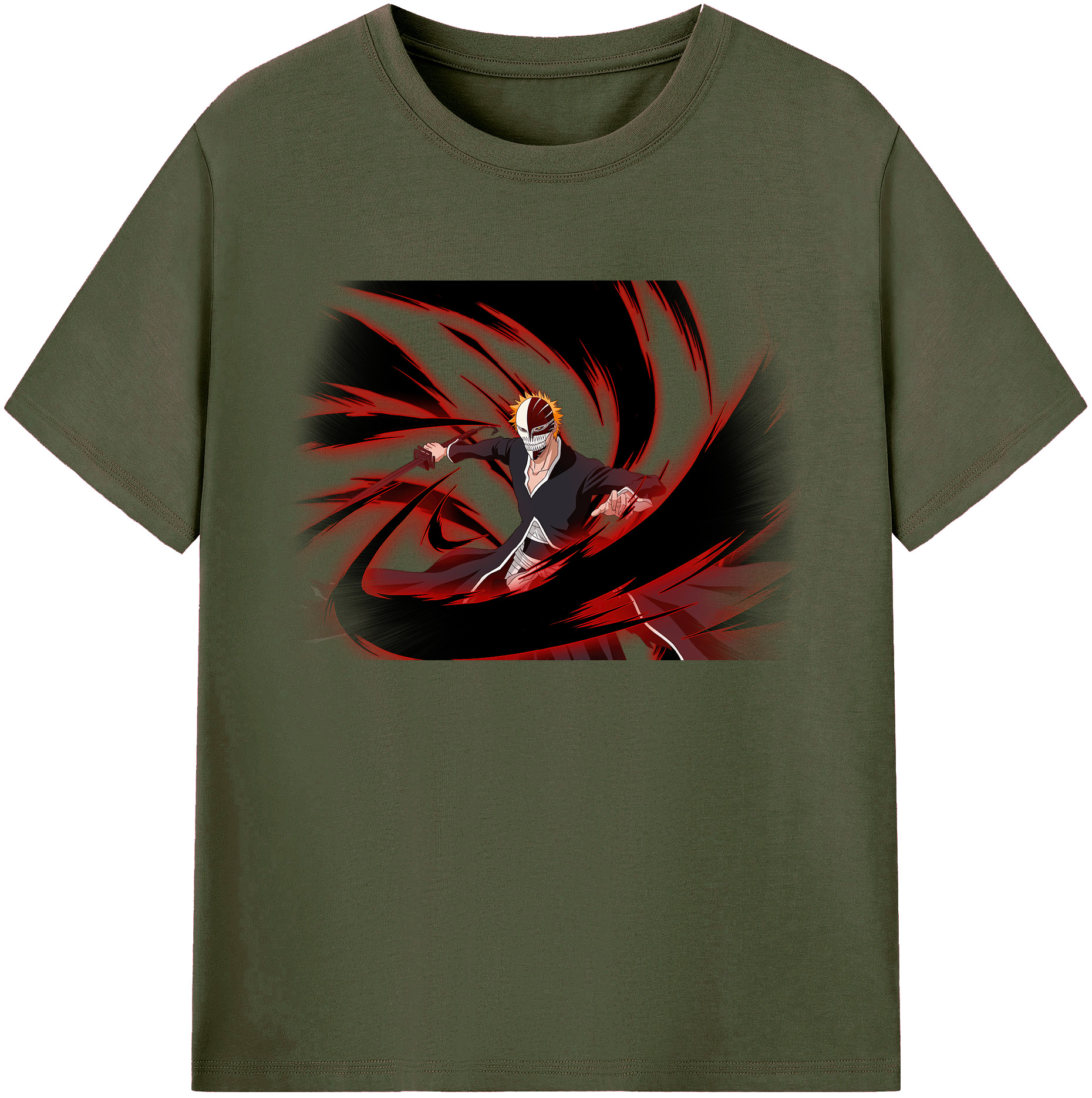 （画像用） ブリーチ 黒崎一護（くろさき いちご）BLEACH Kurosaki Ichigo 綿100％ メンズ半袖Tシャツ｜肌触りやわらか＆通気性